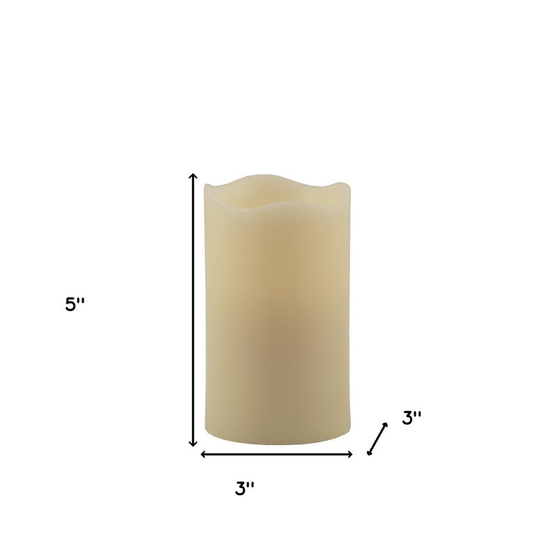 Bougie colonne sans flamme 5 po ivoire, 5"