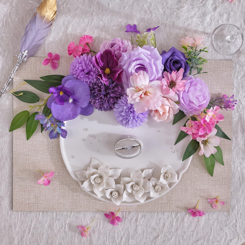 Ensemble de fleurs artificielles mixtes mauve clair
