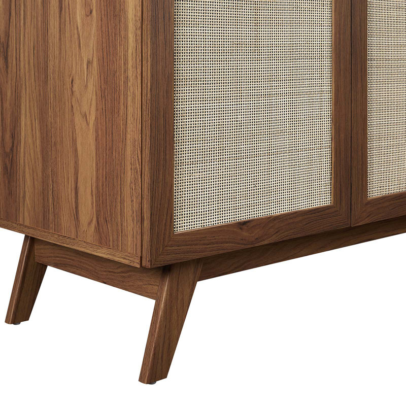 Soma 36'' Walnut Black Freestanding Bathroom Vanity with Rattan Weave