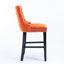 Élégante chaise de bar en velours avec boutons, mousse à haute densité, 2 pièces orange, décoration, structure en bois massif-658470167-658470153