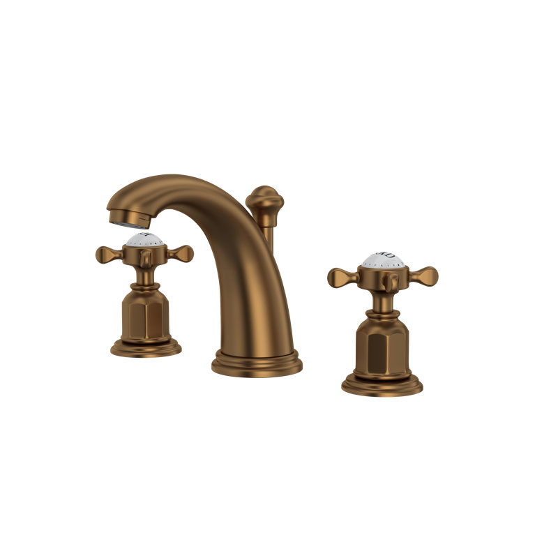 Edwardian Widespread Lavatory Faucet, English Bronze, Cross