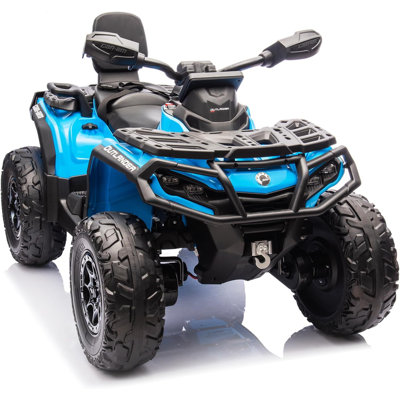 VTT électrique sous licence 12V pour enfants, voiture électrique 2 places, 2 moteurs de 200 W, lumières DEL, musique et suspension