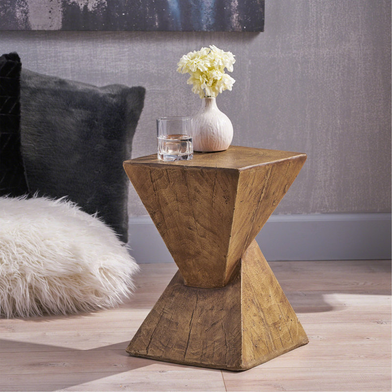 Table d'appoint charmante en béton léger avec motif de sablier torsadé, Naturel