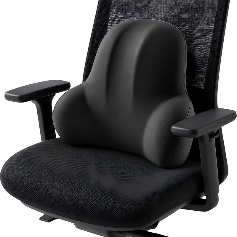 Lumbar Support Pillow, Cozy Pad For Home, Car, Office Chair, Gaming Seat, Wheelchair,  13.6"W x 16.9"D, 2.5" thickBlack