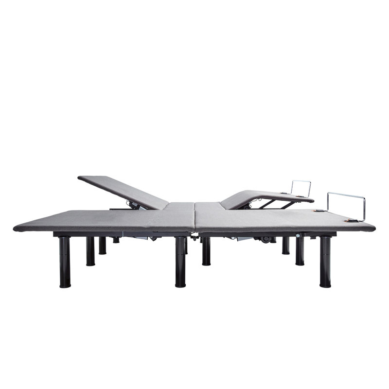 Base réglable très grand divisé avec réglage de la tête / du pied, moteur silencieux, pile de secours, télécommande sans fil, 1 support à plat, 2 positions de mémoire, lampe de poche sur la hauteur des pieds (lit de 12 po à 8 po et 4 po - réglable, télécommande)