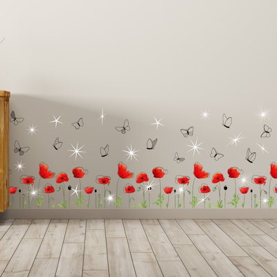 Ensemble de 20 décalcomanies murales pour la jupe et les cristaux de fleurs swarovski