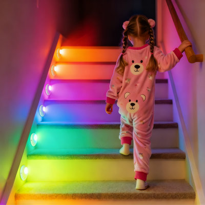 Lepotec 2.7 Inch RGB Wireless Rechargeable Night Light, 8 colors Motion Sensor Toilet Light, Light For Hallway, Bedroom
