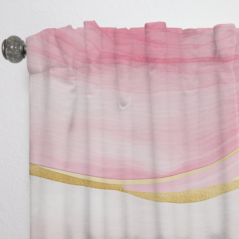 Alata - Abstract Geode Marble Waves Pink II - Modern Velvet Curtain - Room Darkening - 1 panel, 52" W x 120" L