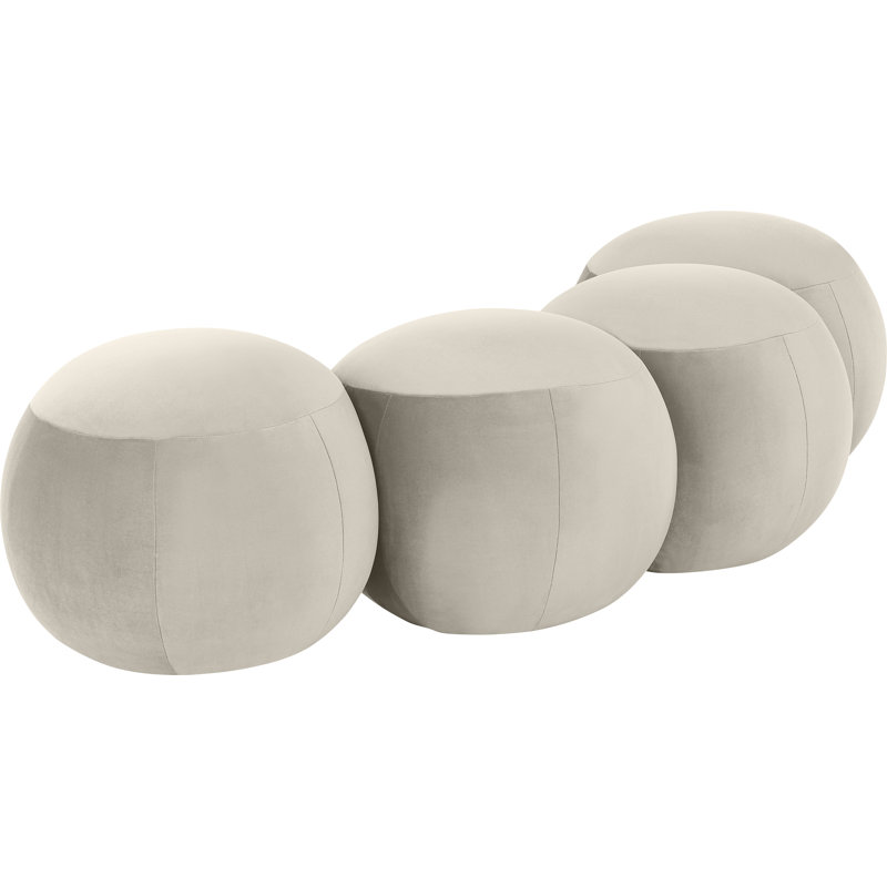 Apollo Velvet Bench, 18" H x 65" W x 31" D, Cream Velvet