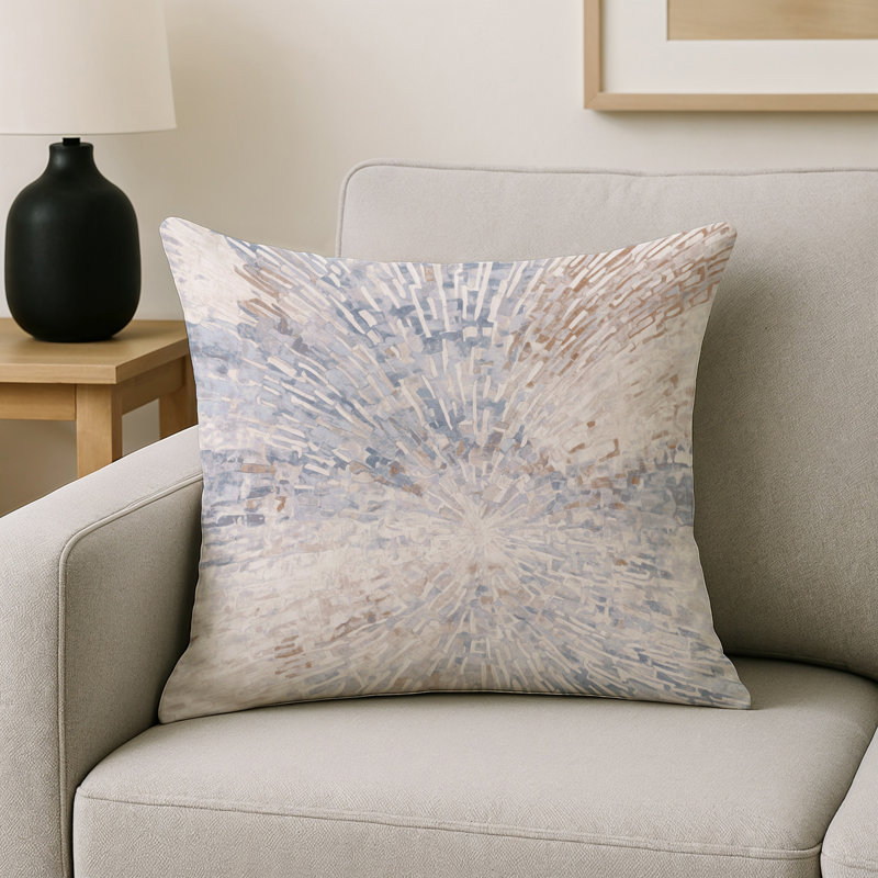 Coussin décoratif intérieur / extérieur gris Modern Modern, Grey/Beige/Brown Abstract, Carré 16 po