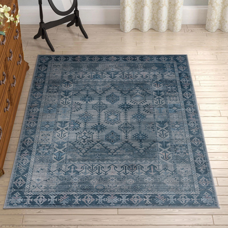 Tapis traditionnels pour chambre Baola - bleu, Rectangle 4 pi x 6 pi