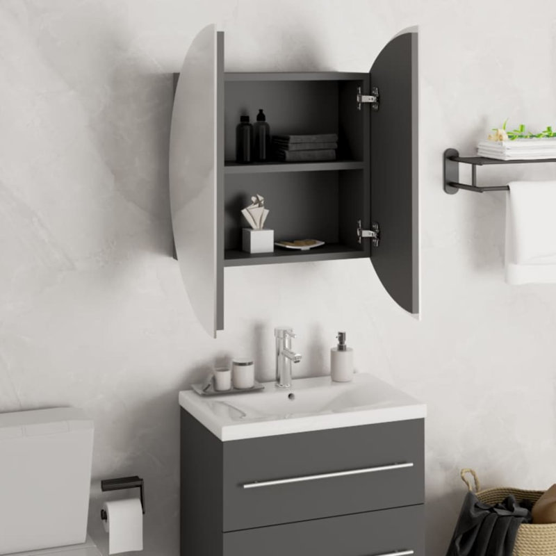 Adebisi Bathroom Cabinet, Grey, 60cm H x 40cm W x 17.5 cm D