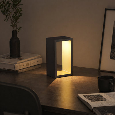 Cordless Led Desk Lamp, Portable Rechargeable Table Lamp With Adjustable Brightness, 7 Inch Minimalist Aluminum Bedside Night Light, Battery Operated Wireless Lamp For Home, Office, Dorm , Black And Gold Accent