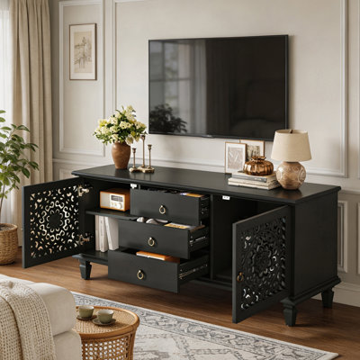 56" Sideboard with Center 3 Drawers