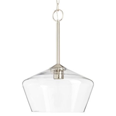 Luminaire suspendu 1 lumière avec abat-jour en verre transparent Longshore Tides Borghild