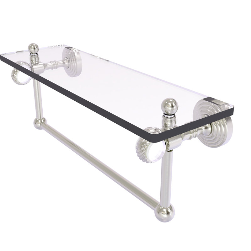 Étagère murale en verre Jarrell, Nickel satiné, H 5,12 po x l 16 po x P 6,4 po