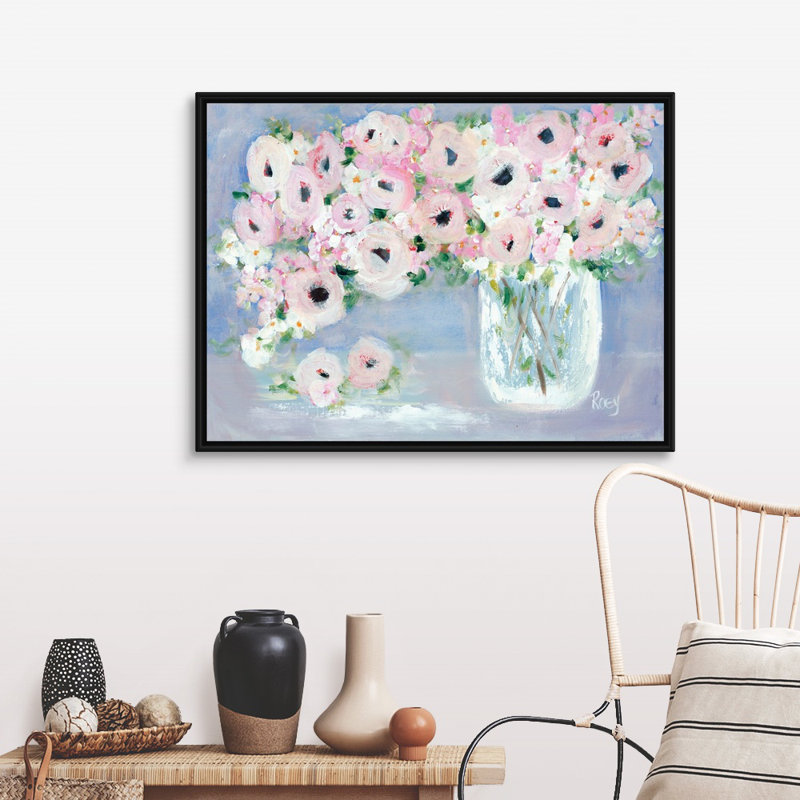 Reproduction d’art sur toile, "Beauty overflows I" par Robby Ebert, H 32 po x l 42 po x P 1,75 po, Cadre noir