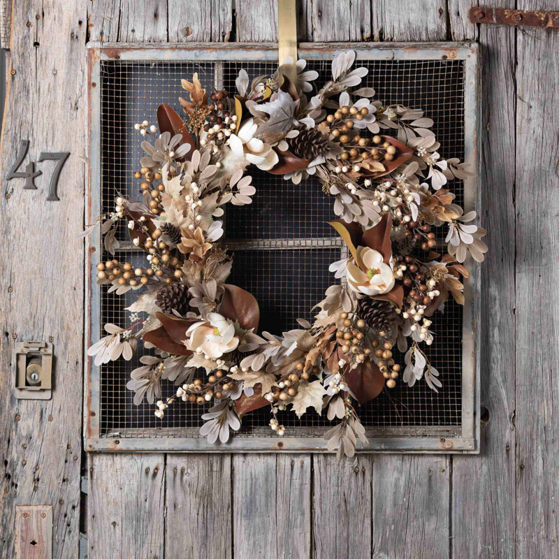 Handcrafted Faux Silk Wreath, 26" H x 26" W x 6" D