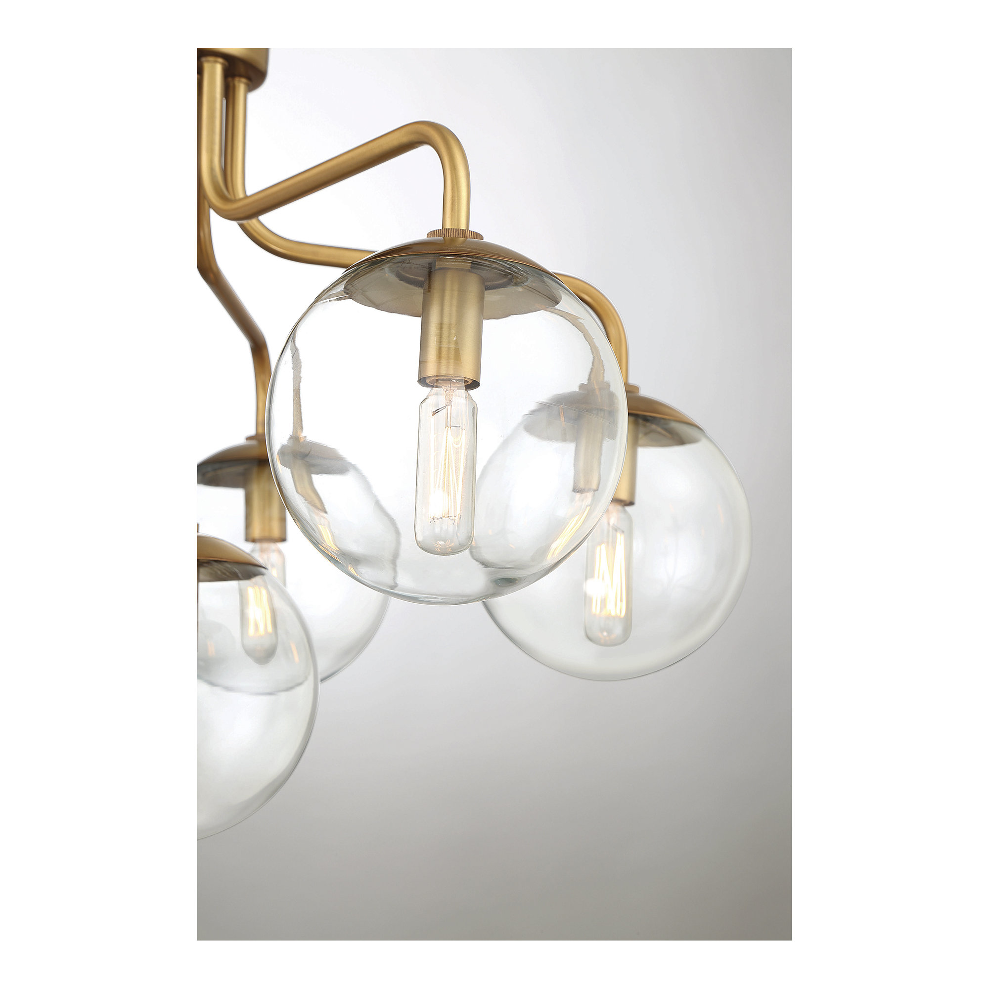 Chemise 6 Light Glass Semi Flush Mount, Brass, Clear