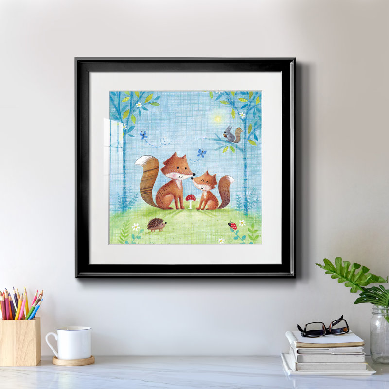 Boho Greenery I - peinture encadrée, Cadre noir, H 17,5 po x l 17,5 po x P 1,5 po