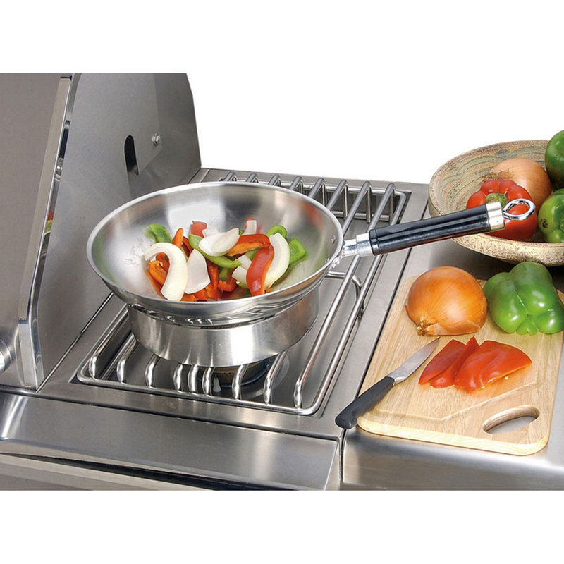 Stainless Steel BBQ Wok with Handle for Side Burner