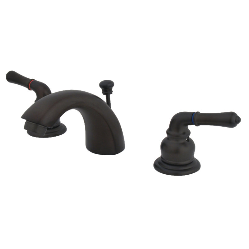 Robinet de salle de bain à large entraxe avec bonde, Bronze huilé, Avec drain escamotable