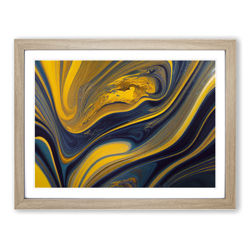 Abstract Marbling Art Vol.1 - Framed Print, 34cm H x 46cm W x 2cm D, Oak