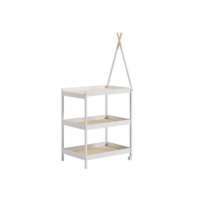 Hirsch Changing Table, White/Beech