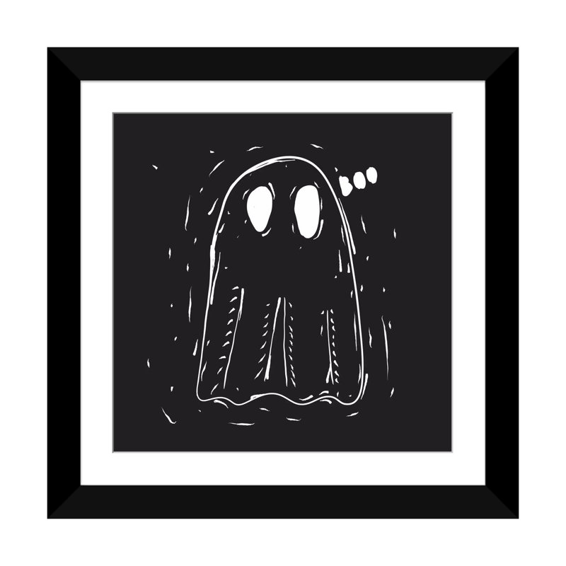 «Spooky Cut Ghost», impression sur toile tendue, Papier beaux-arts encadré noir, H 16 po x l 16 po x P 1 po, Blanc