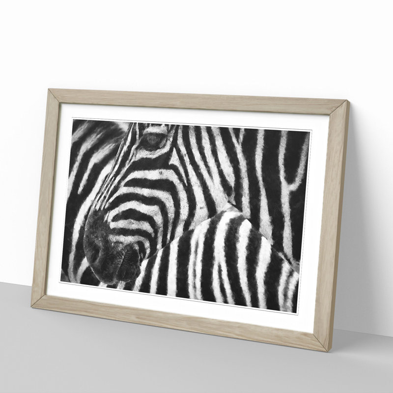 Zebra Vol.2 - Picture Frame Painting, 48cm H x 65cm W x 2cm D, Oak