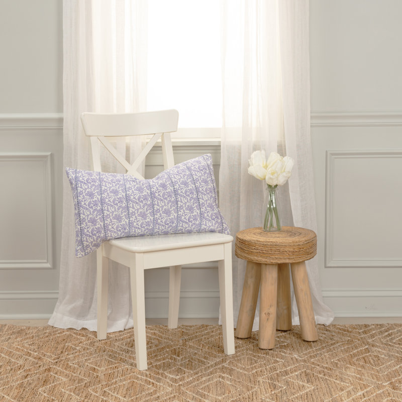 Kalon Embroidered Cotton Throw Pillow, Blue/White