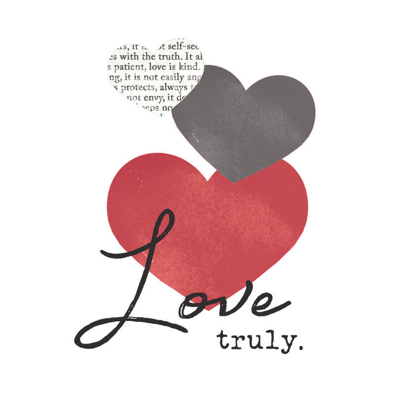 Love Truly Hearts - Wrapped Canvas Print, 76cm H x 51cm W x 3.8cm D