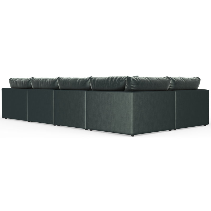 Nyrie 5-piece Modular Sectional, Green Polyester