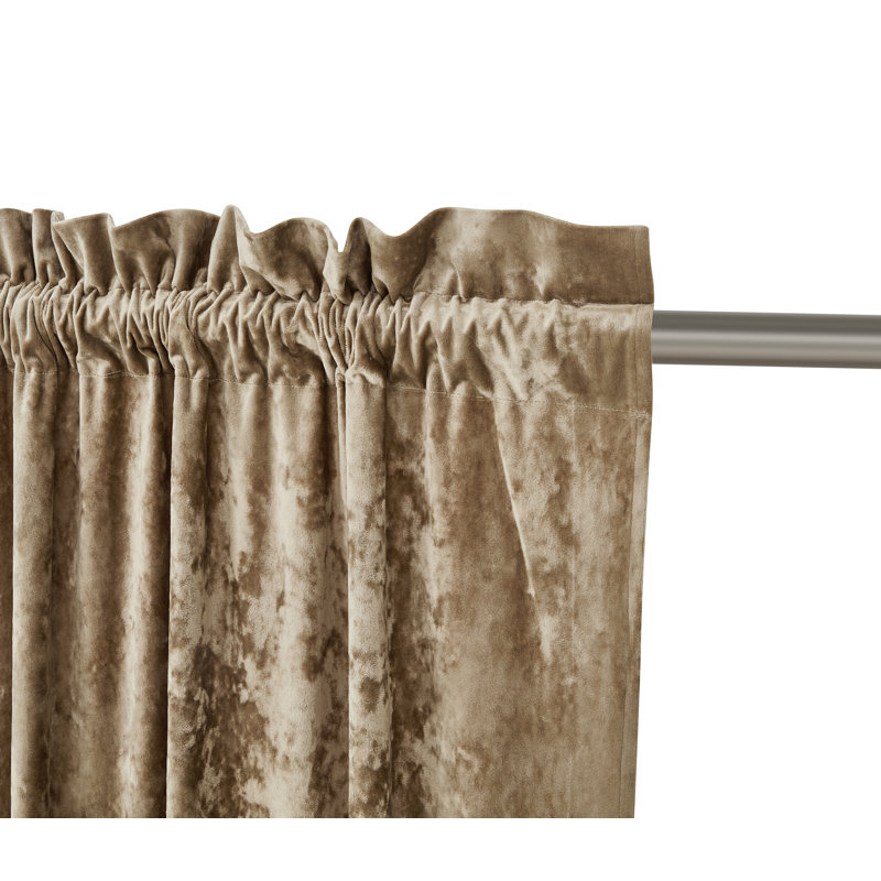 Tan Velvet Room-Darkening Rod Pocket Window Panels