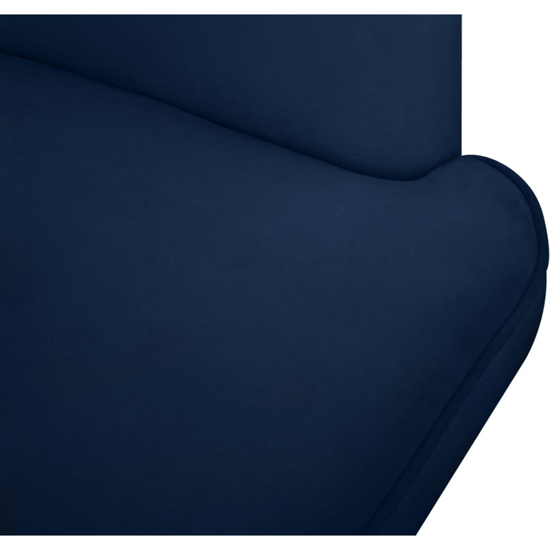 Loicel Velvet Barrel Chair, Navy Velvet