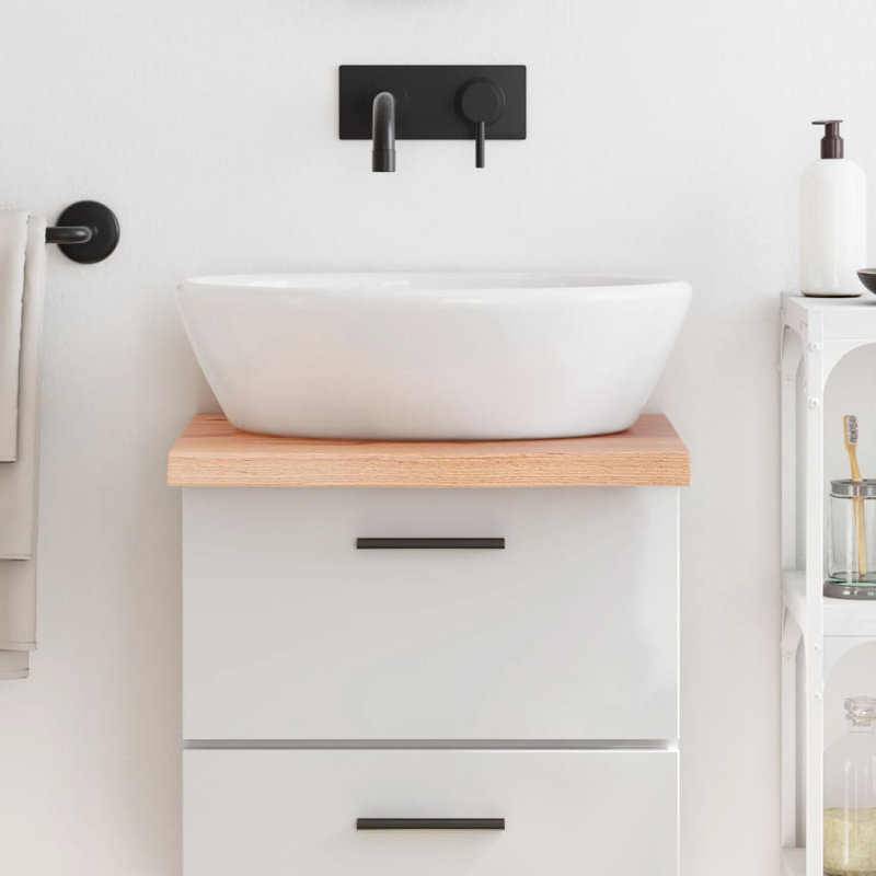 Bois massif traité avec meuble-lavabo vidaXL, Brun clair