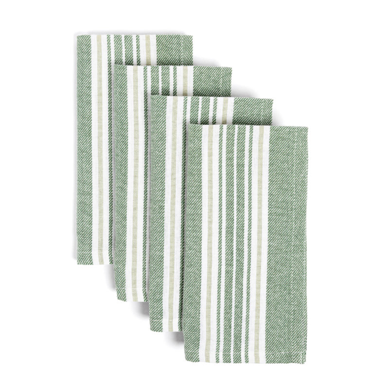 over&back Woven Striped Cloth Napkins, Green