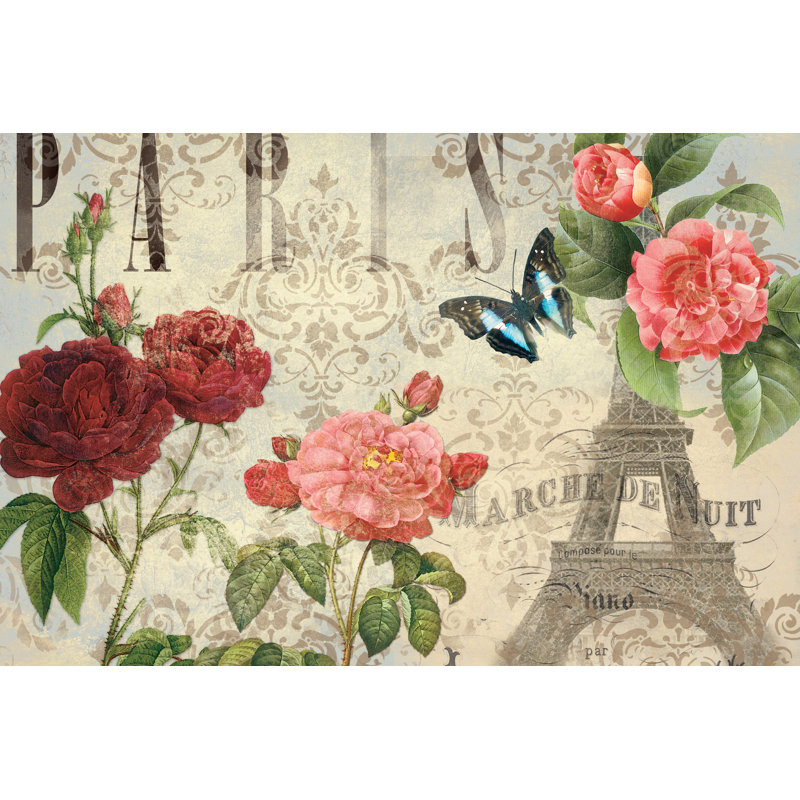 Botanical Paris - Wrapped Canvas Print, 81cm H x 122cm W x 3.8cm D