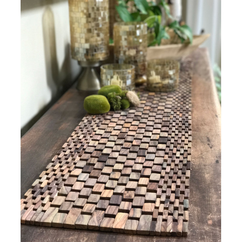 Gupton Recycled Teak Table Runner, Rosewood
