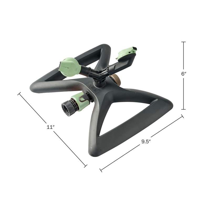 Arroseur de jardin pour la cour - Arroseur de pelouse rotatif avec réglages de jet réglables pour une grande surface - Système d'arrosage de jardin pour les plantes d'extérieur et la cour par Kings County Tools (menthe / noir)