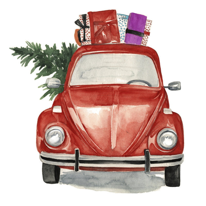 Christmas Cars I - Wrapped Canvas Print, 76cm H x 76cm W