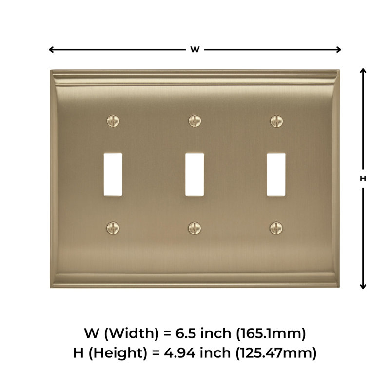 Candler 3-Gang Toggle Light Switch Wall Plate, Golden Champagne