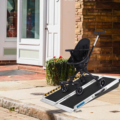 Rampe pliante en aluminium pour fauteuil 3pi pour portes et marches - Rampe de seuil résistante d'une capacité de 600 lb avec surface antidérapante pour l'entrée à la maison, les scooters et l'accès aux personnes âgées