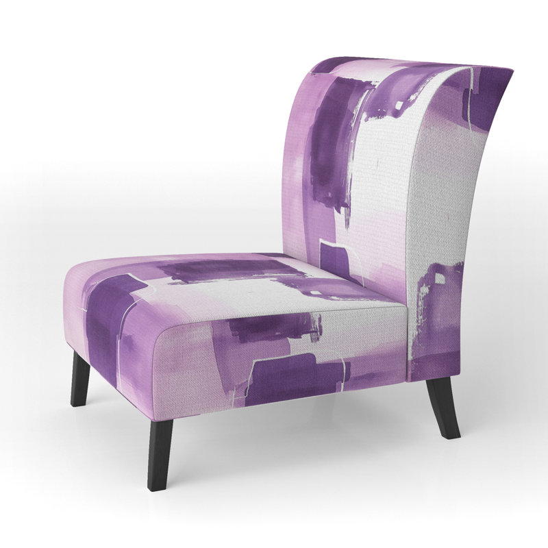 Glam Dancing Shape I - Upholstered Modern Accent Slipper Chair, Purple Polyester Blend