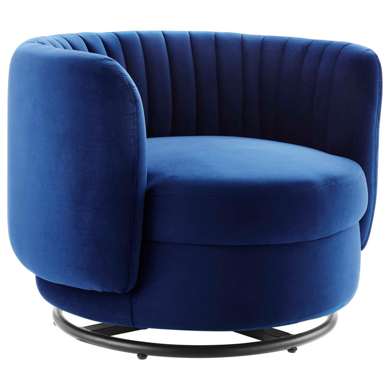 Velvet Swivel Armchair, Navy Velvet