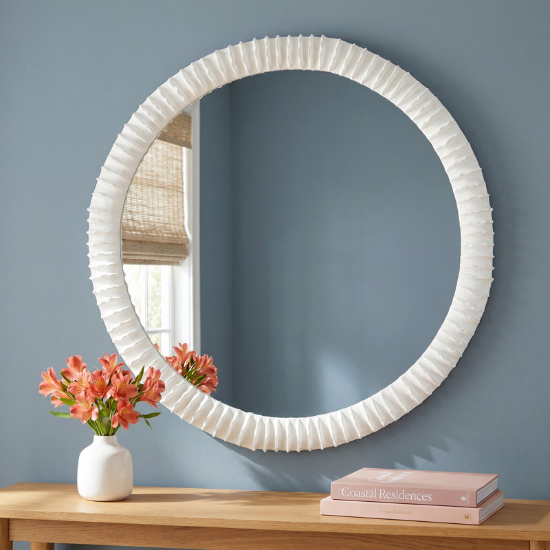  Akiko White Round Mirror