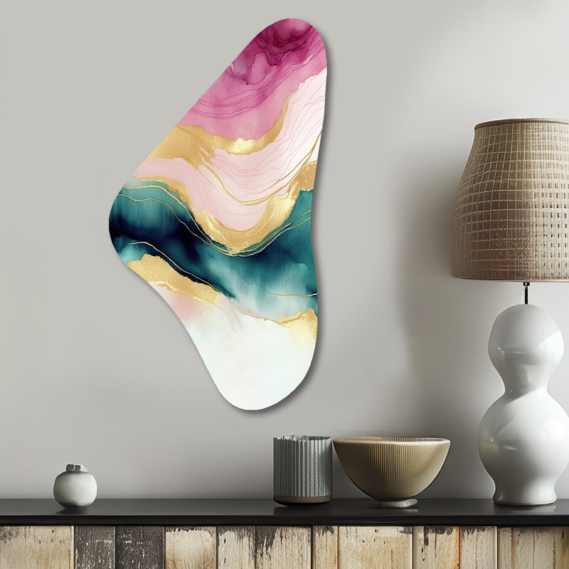 «Abstract Geode Marble Waves», art mural asymétrique en métal, H 31 po x l 17 po x P 1 po