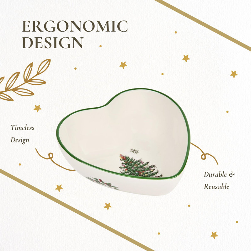 Christmas Tree Serve Heart Shaped Dip Bowl