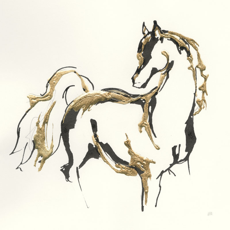 Reproduction d’art sur toile, "Golden Horse VIII" par Chris Paschke, H 36 po x l 36 po x P 1,25 po