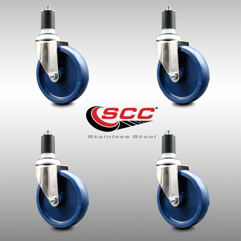 Ensemble de roulettes extensibles pivotantes en polyuréthane 316SS SCC